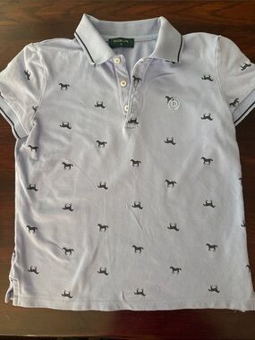 Dublin Kids Light Blue Polo with Horse Print